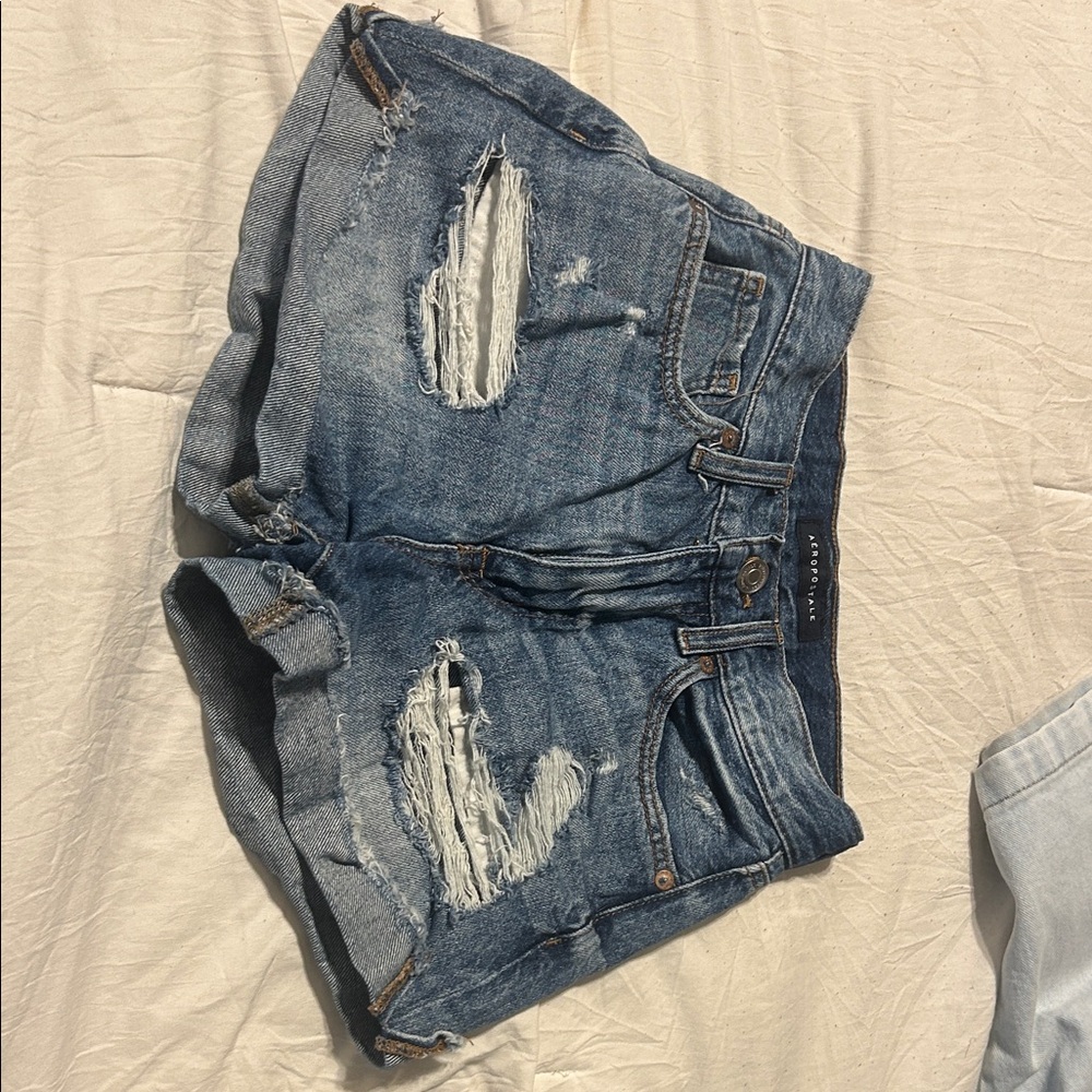 Aeropostale Ripped Blue Jean Shorts